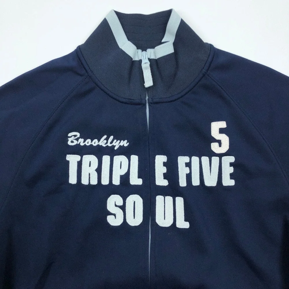 Triple Five Soul Brooklyn Track Jacket Mens Medium Navy Blue Hip Hop Y2K Zip Up